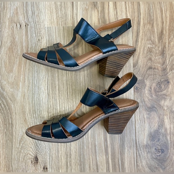 Dr. Scholl's Crystal Black Sandal Heels Size 7.5 - Picture 4 of 5